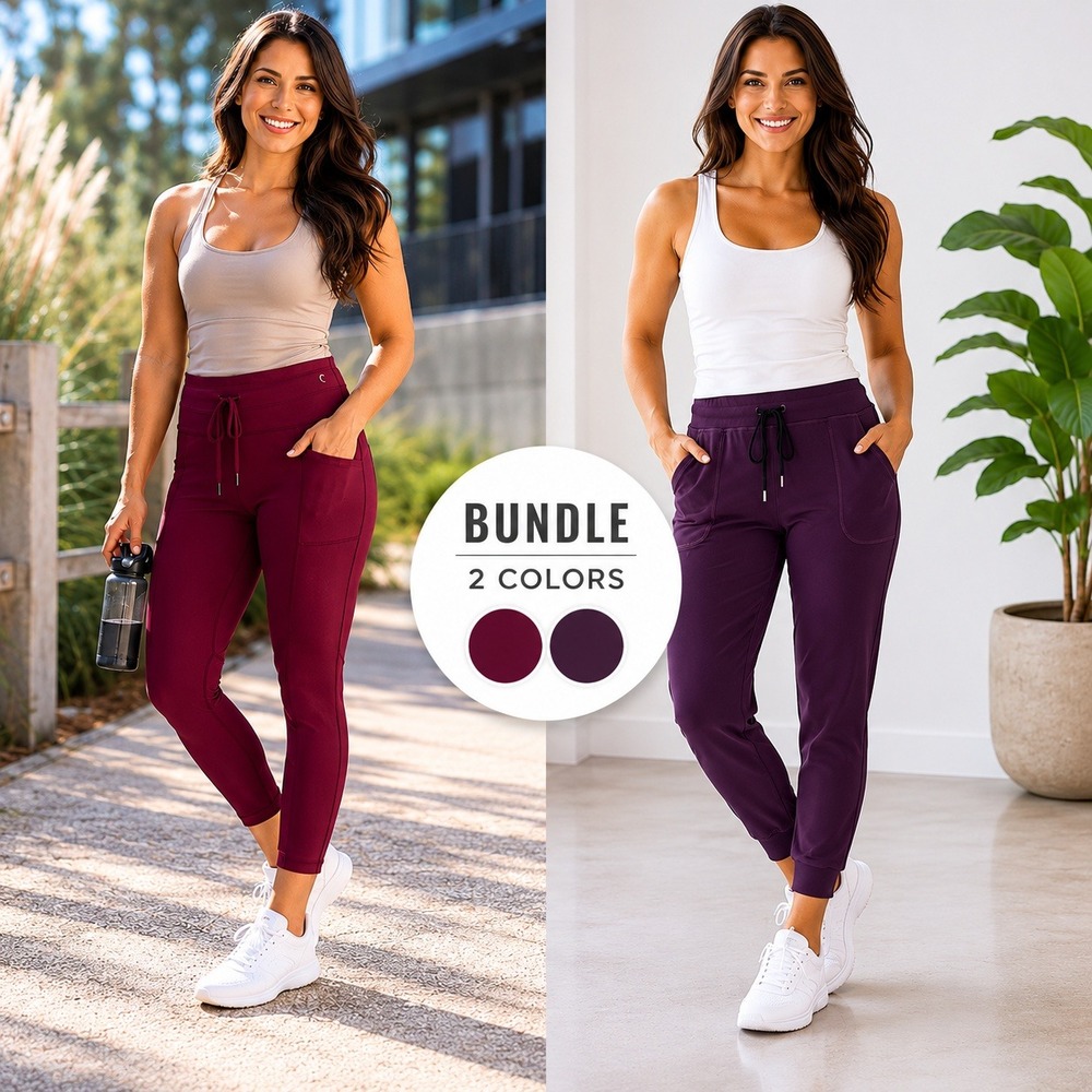 Zyia Active Joggers and Leggings Bundle Plum Burgundy Plus Size‎ XXXL 16-18